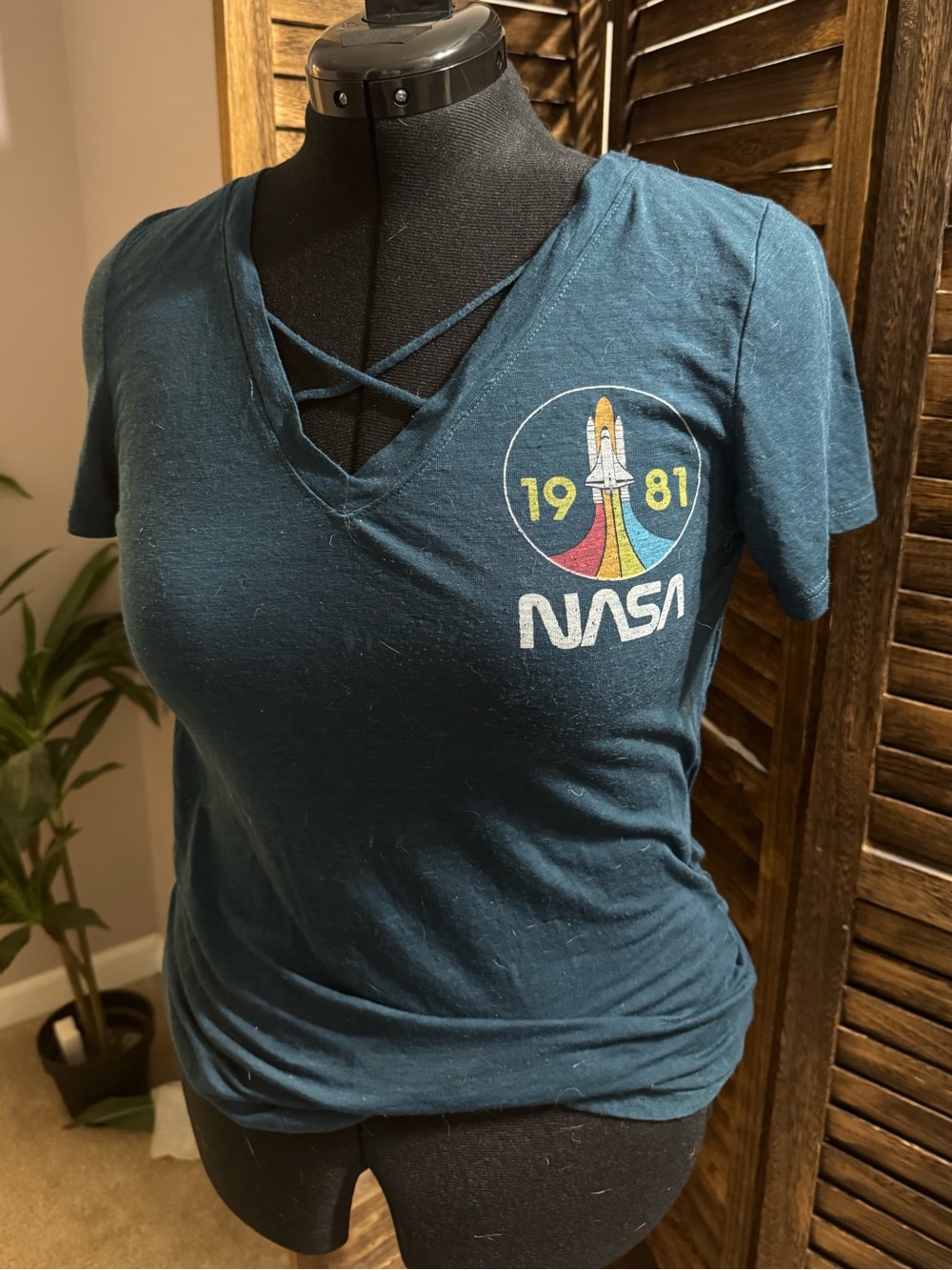 Blue long sheer NASA Short Sleeve T-Shirt